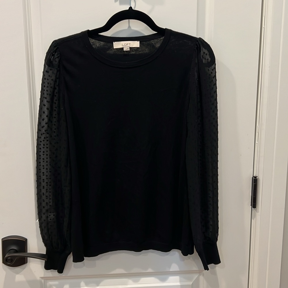 LOFT Dotted Mixed Media Sweater - Picture 6 of 10